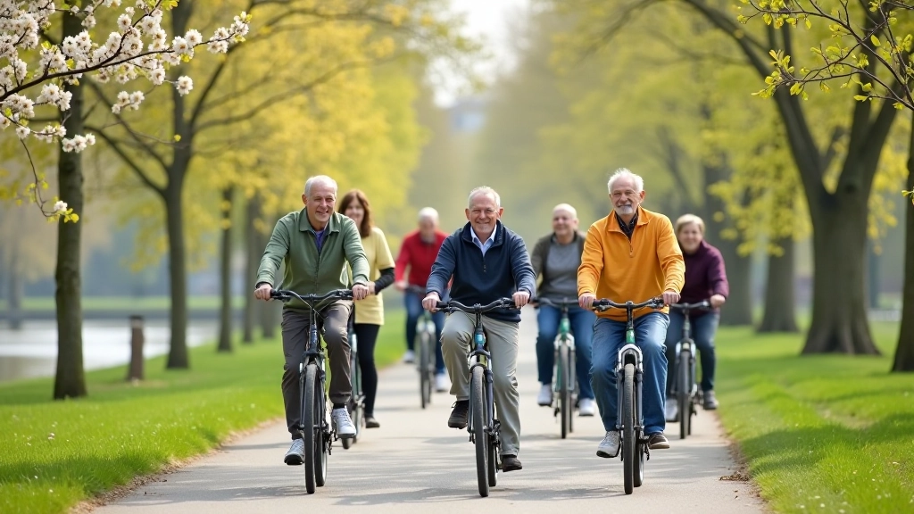 Grupa seniorów na rowerach